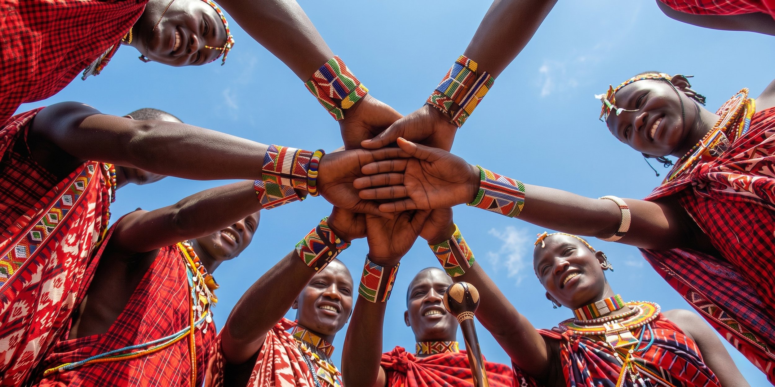 Maasai elders at a community meeting with a guide